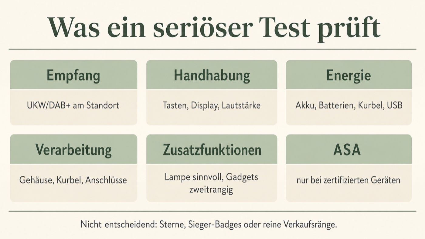 Kriterien für einen seriösen Kurbelradio-Test